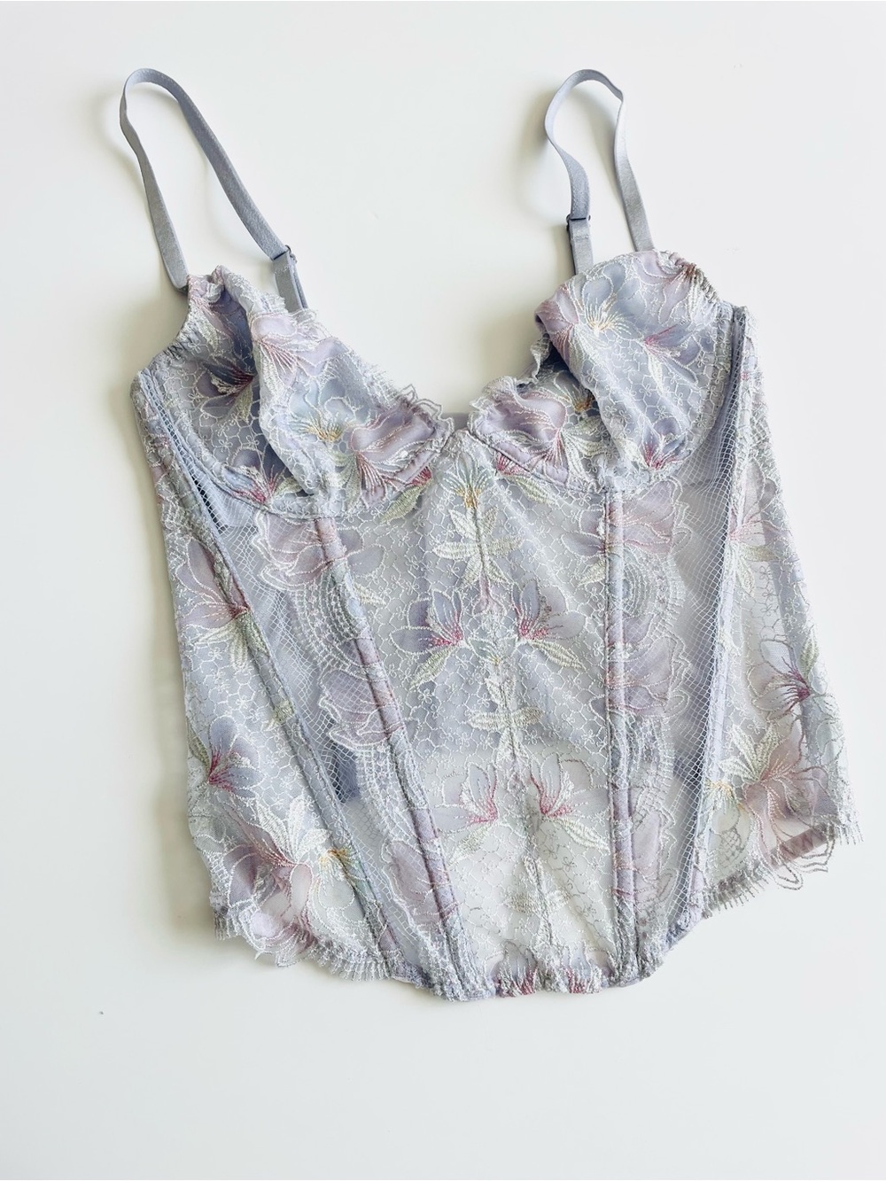 SMALL Victoria’s Secret purple embroidered unlined bustier corset top - Picture 2 of 4